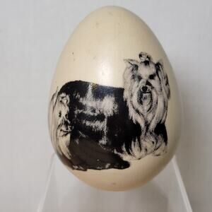 Handcrafted Eggzakly Porcelain 3.5" Egg Art Yorkshire Terrier